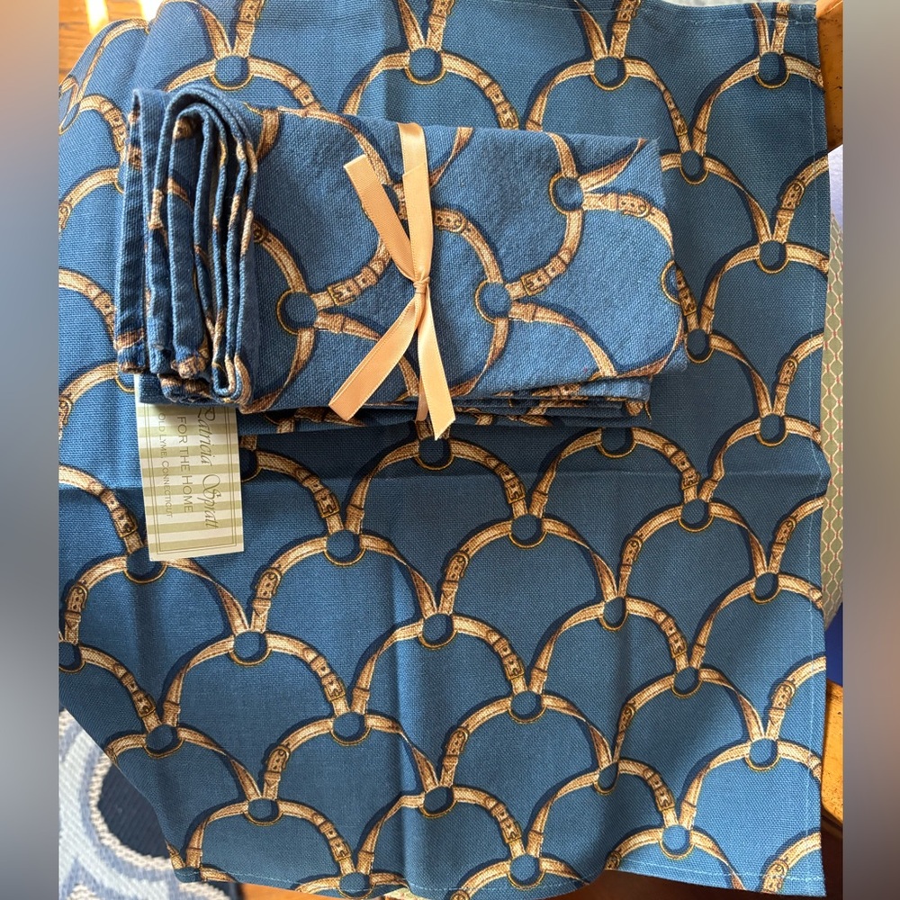 Patricia Spratt Home Collection-Six (6) Bridle Bit Pattern Cotton Napkins